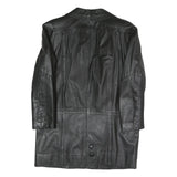 Womens Black Faux Leather Button Jacket L Woven Classic Stylish Outerwear