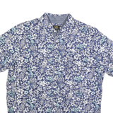 LEE Mens Blue & White Floral Shirt XL Short Sleeve Cotton Blend Button Collar