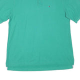 TOMMY HILFIGER Mens Green Cotton Blend Plain XL Polo Shirt Short Sleeve Classic