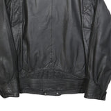 ITALLO Mens Black Leather Button Jacket L Leather Classic Casual Stylish