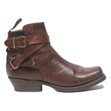 ADAMS BOOT Womens Ankle Boots Leather Brown UK 7 Stylish Buckle Detailing