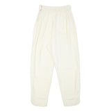 Womens Polyester Blend Relaxed Fit Cream Trousers W24 L25 Elastic Waist High