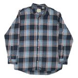 JACHS Mens Blue & Brown Check Shirt XL Cotton Blend Casual Long Sleeve