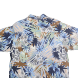 FALLS CREEK Mens Blue Green Brown Floral Rayon Shirt M Short Sleeve Casual