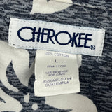 Cherokee Floral Hawaiian Shirt - Large Blue Cotton