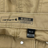 Relaxed Fit Carhartt Carpenter Pants - 38W 30L Khaki Cotton