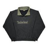Timberland Collared 1/4 Zip - Medium Black Cotton Blend