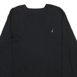 NAUTICA Mens Black Long Sleeve Crew Neck Cotton Blend T-Shirt L Classic