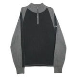 NAUTICA Mens Black & Grey Colourblock Jumper Cotton Pullover Rib Knit XL Casual