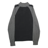 NAUTICA Mens Black & Grey Colourblock Jumper Cotton Pullover Rib Knit XL Casual
