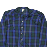 Womens Blue & Green Check Coach Jacket L Polyester Woven Button Closure Long
