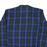 Womens Blue & Green Check Coach Jacket L Polyester Woven Button Closure Long