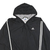 ADIDAS Mens Black White Hooded Jacket M Polyester Blend Zip Sportswear Casual