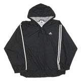 ADIDAS Mens Black White Hooded Jacket M Polyester Blend Zip Sportswear Casual