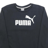 PUMA Mens Black Cotton Blend Crew Neck Sweatshirt S Logo Graphic
