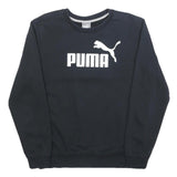 PUMA Mens Black Cotton Blend Crew Neck Sweatshirt S Logo Graphic