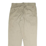 DICKIES Mens Cotton Beige Regular Straight Trousers W36 L30 Workwear Zip Closure