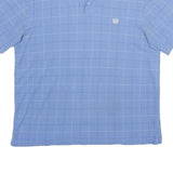 CHAPS Mens Blue Check Short Sleeve Polo Shirt L Cotton Casual Classic