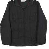 TOMMY HILFIGER Womens Black Hooded Jacket XL Polyester Blend Plain Zip Outdoor