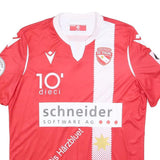 MACRON Mens Red & White FC Thun Football Shirt M Short Sleeve V-Neck Signed