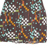 Womens Brown & Aqua Graphic Printed Shirt Long Sleeve Collared L Cotton Blend