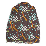 Womens Brown & Aqua Graphic Printed Shirt Long Sleeve Collared L Cotton Blend