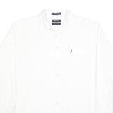 NAUTICA Mens White XL Classic Fit Cotton Blend Shirt Long Sleeve Button Plain