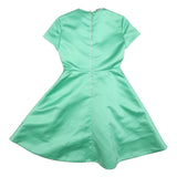 ROCHAS Womens Green Satin Fit & Flare Mini Dress Polyester Short Sleeve S