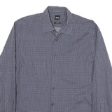 BOSS Mens Blue Pattern Shirt M Cotton Blend Long Sleeve Smart Casual