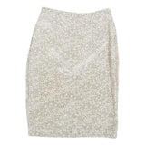 LAGENES Womens Beige Floral Pencil Knee Length Polyester Skirt Size S Elegant