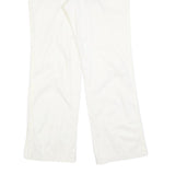 ADIDAS Womens Cotton Blend White Regular Wide-Leg Trousers W32 L31 Zip Casual