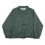 FRANKLIN SPORTS Mens Green Nylon Coach Jacket L Button Closure Plain Lightweight