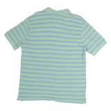 CHAPS Mens Green & Blue Striped Short Sleeve Polo Shirt L Cotton Casual