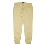INCERUN Mens Cotton Blend Beige Relaxed Tapered Trousers W36 L31 Elastic Hem Zip