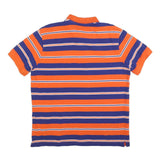 CHAPS Mens Orange & Blue Striped Short Sleeve Polo Shirt XL Classic Cotton Blend