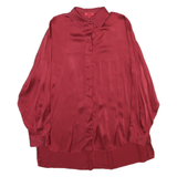 HUGO BOSS Mens Red Plain Shirt S Satin Polyester Blend Long Sleeve Formal