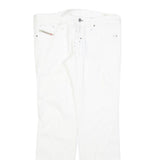 DIESEL Womens Regular Fit White Denim Jeans W32 L30 Cotton Blend Zip
