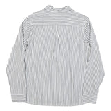 TOMMY HILFIGER Womens White & Grey Striped Shirt Long Sleeve Collared L Cotton
