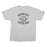 CHAMPION Mens Grey Mocha Nut Coffee Shop Graphic T-Shirt L Short Sleeve Crew