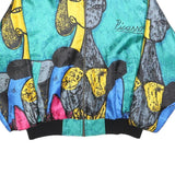 PICASSO Womens Blue Yellow Black Nylon Jacket L Artistic Print Zip Pattern