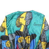 PICASSO Womens Blue Yellow Black Nylon Jacket L Artistic Print Zip Pattern