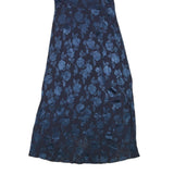 LAURA ASHLEY Womens Navy Blue Floral Day Dress Polyester Blend Short Sleeve Midi