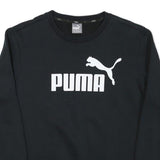 PUMA Mens Black Cotton Blend Crew Neck Sweatshirt M Logo Print Casual