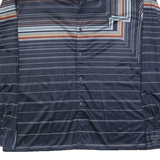 KENNINGTON Mens Blue & Brown Stripe Pattern Shirt M Long Sleeve Button Closure
