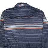KENNINGTON Mens Blue & Brown Stripe Pattern Shirt M Long Sleeve Button Closure