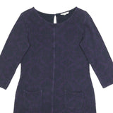 WHITE STUFF Womens Purple Cotton Blend Shift Dress Jersey 3/4 Sleeve UK 12