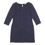 WHITE STUFF Womens Purple Cotton Blend Shift Dress Jersey 3/4 Sleeve UK 12