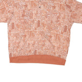 HABAND Mens Orange & Cream Patterned Short Sleeve Polo Shirt L Casual Cotton
