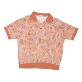 HABAND Mens Orange & Cream Patterned Short Sleeve Polo Shirt L Casual Cotton