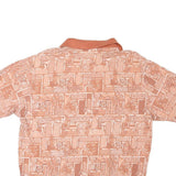 HABAND Mens Orange & Cream Patterned Short Sleeve Polo Shirt L Casual Cotton